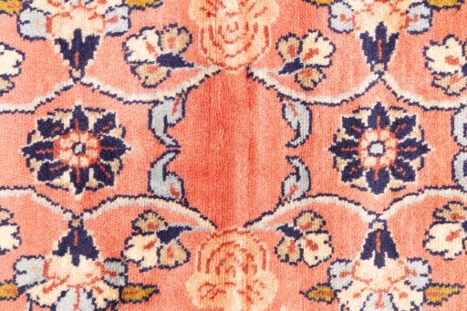 Full view of 1949s Mehraban rug from Iran / Persia, 172 × 75 cm in Terracotta tones