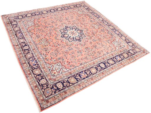 Close-up detail of 2000s Mehraban rug from Iran / Persia showing Wool weave