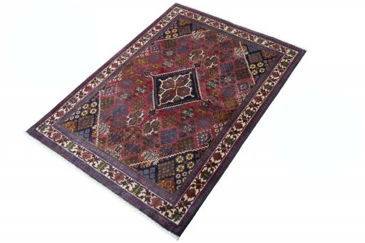 Corner detail of 2000s Meymeh rug showing border pattern and Wool pile