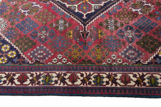Full view of 2000s Meymeh rug from Iran / Persia, 152 × 110 cm in Red tones