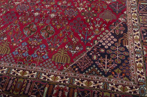 Close-up detail of 1970s Meymeh rug from Iran / Persia showing Wool weave