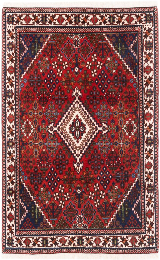 Full view of 1977s Meymeh rug from Iran / Persia, 162 × 100 cm in Red tones