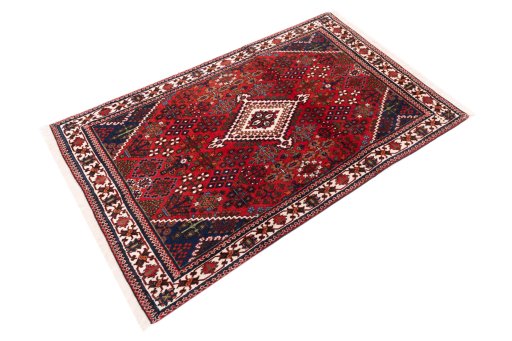 Close-up detail of 1977s Meymeh rug from Iran / Persia showing Wool weave