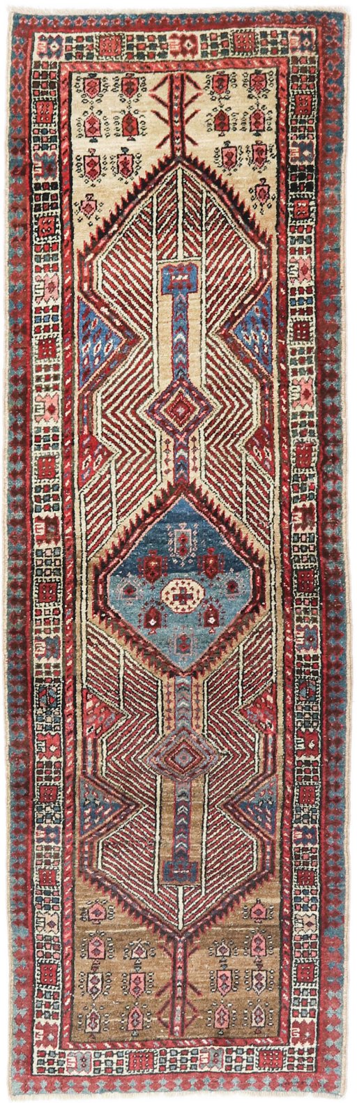Full view of 1920s Sarab rug from Iran / Persia, 284 × 90 cm in Brown tones