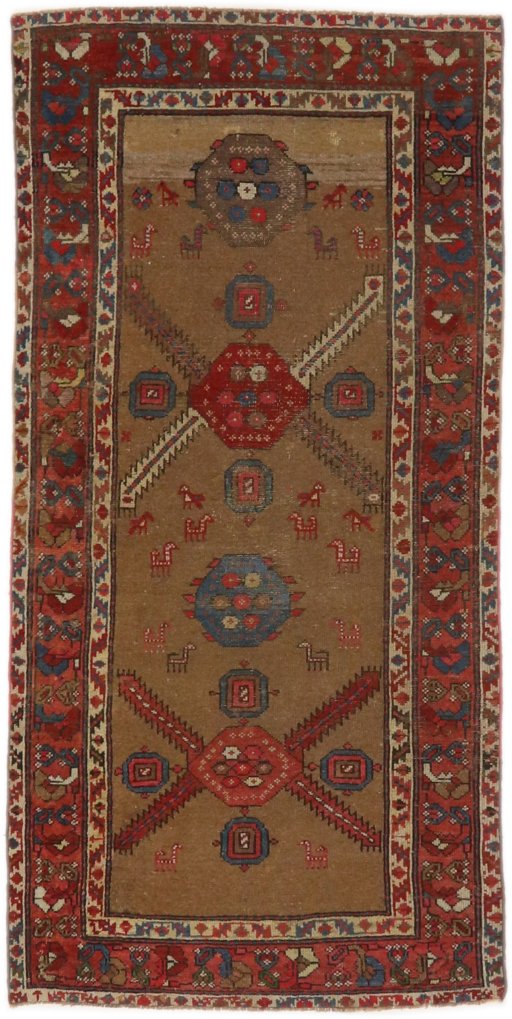 Full view of 1900s Sarab rug from Iran / Persia, 206 × 101 cm in Brown tones
