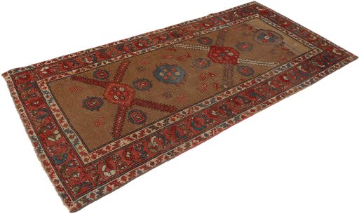 Corner detail of 1900s Sarab rug showing border pattern and Wool pile