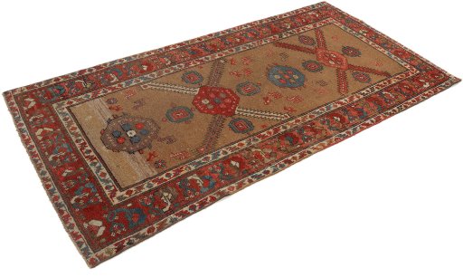 Close-up detail of 1900s Sarab rug from Iran / Persia showing Wool weave