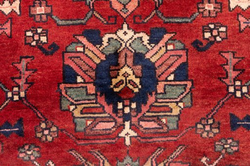 Full view of 2000s Sarab rug from Iran / Persia, 445 × 116 cm in Red tones