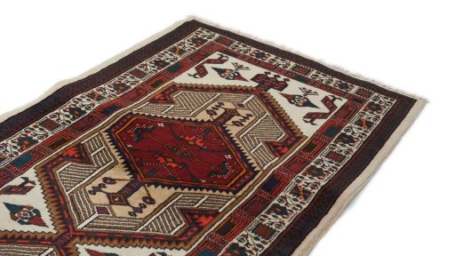Surface texture of 2000s Sarab rug with natural Wool and intricate pattern