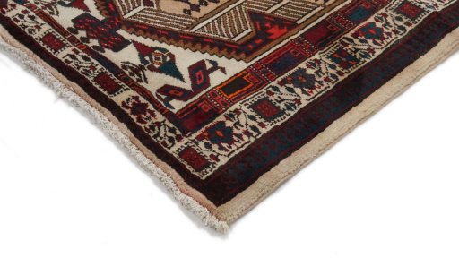 Backside of handmade 2000s Sarab rug showing knot structure and weave density