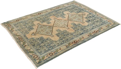 Close-up detail of 1920s Senneh rug from Iran / Persia showing Wool weave