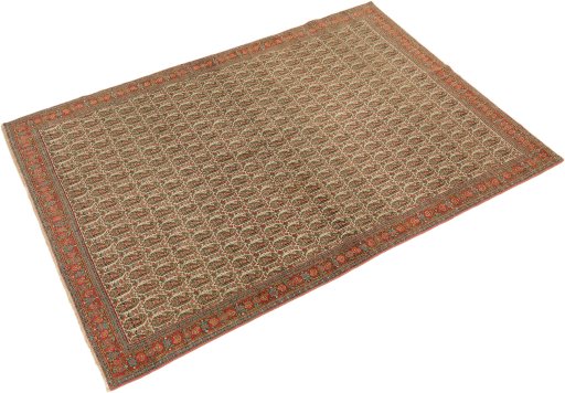 Corner detail of 1880s Senneh rug showing border pattern and Wool pile