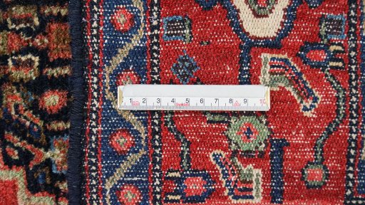 Full view of 1970s Senneh rug from Iran / Persia, 207 × 153 cm in Cream tones