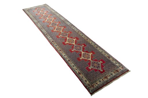 Close-up detail of New Senneh rug from Iran / Persia showing Wool weave