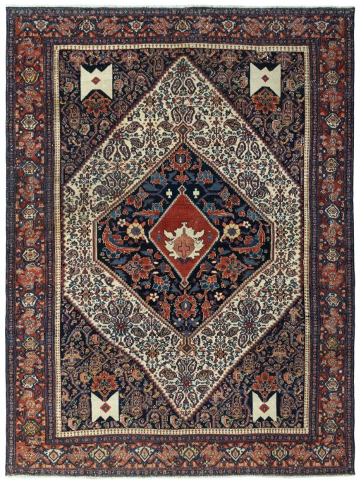 Full view of 1930s Senneh rug from Iran / Persia, 200 × 150 cm in Beige tones