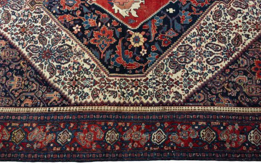 Full view of 1930s Senneh rug from Iran / Persia, 200 × 150 cm in Beige tones