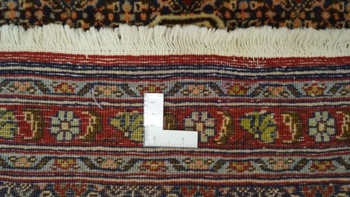 Full view of 1990s Senneh rug from Iran / Persia, 95 × 74 cm in Blue tones