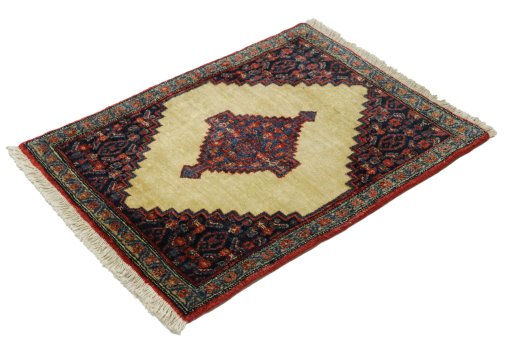 Close-up detail of 1990s Senneh rug from Iran / Persia showing Wool weave