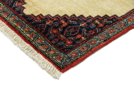 Backside of handmade 1990s Senneh rug showing knot structure and weave density