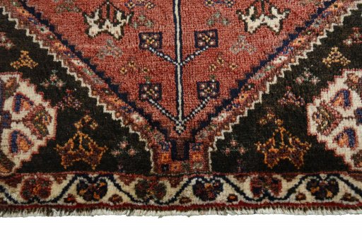 Close-up detail of 2000s Shiraz rug from Iran / Persia showing Wool weave