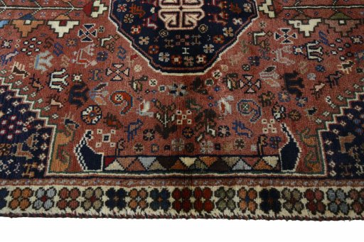 Full view of 2000s Shiraz rug from Iran / Persia, 148 × 98 cm in Red tones