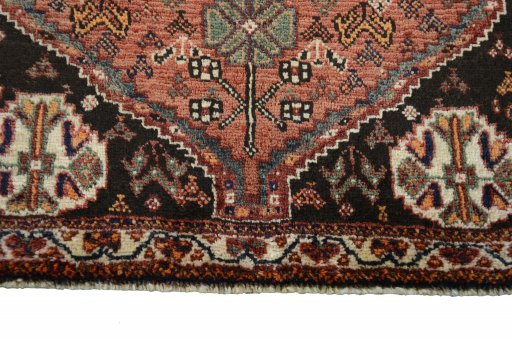 Close-up detail of 2000s Shiraz rug from Iran / Persia showing Wool weave