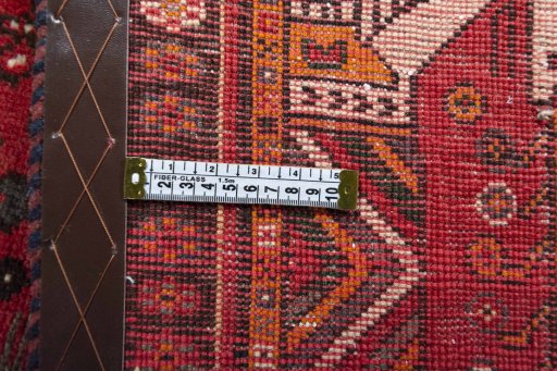 Close-up detail of 2000s Shiraz rug from Iran / Persia showing Wool weave