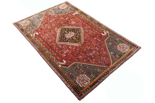 Close-up detail of 2000s Shiraz rug from Iran / Persia showing Wool weave