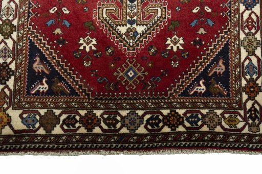 Central medallion detail of 2000s Shiraz rug from Iran / Persia