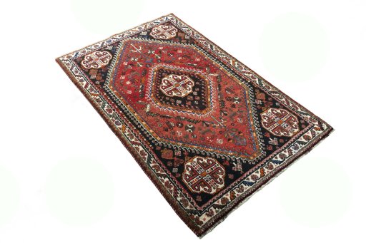 Close-up detail of 2000s Shiraz rug from Iran / Persia showing Wool weave