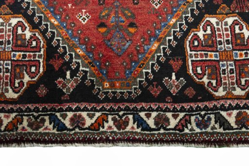 Close-up detail of 2000s Shiraz rug from Iran / Persia showing Wool weave