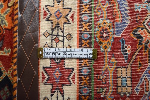 Close-up detail of 2000s Shiraz rug from Iran / Persia showing Wool weave