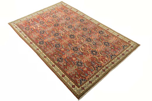 Close-up detail of 2000s Shiraz rug from Iran / Persia showing Wool weave