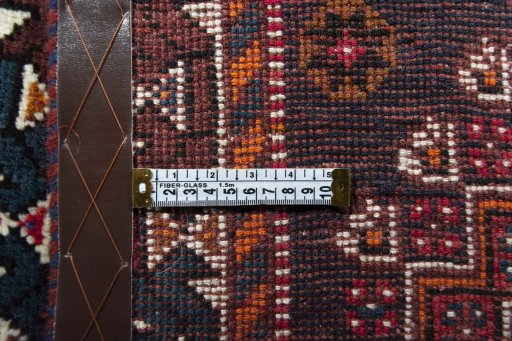 Close-up detail of 2000s Shiraz rug from Iran / Persia showing Wool weave