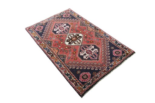 Close-up detail of 2000s Shiraz rug from Iran / Persia showing Wool weave