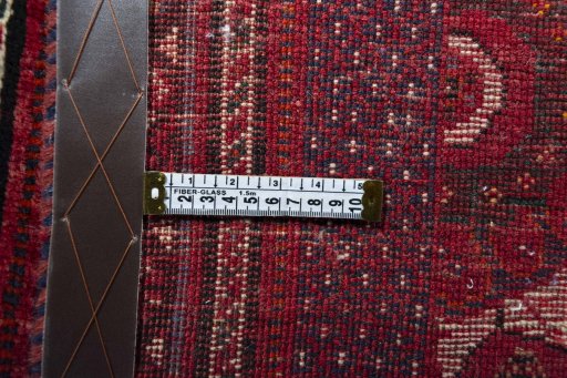 Close-up detail of 2000s Shiraz rug from Iran / Persia showing Wool weave