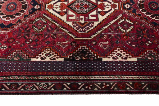 Close-up detail of 2000s Shiraz rug from Iran / Persia showing Wool weave
