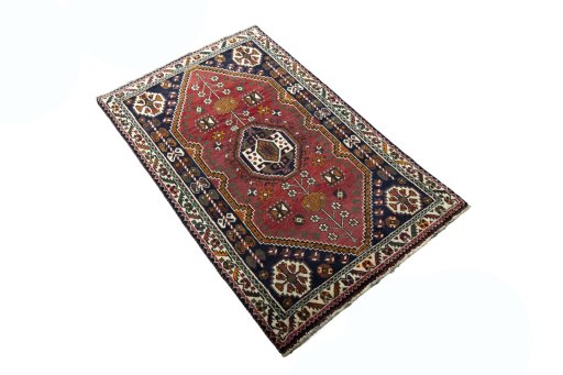 Close-up detail of 2000s Shiraz rug from Iran / Persia showing Wool weave