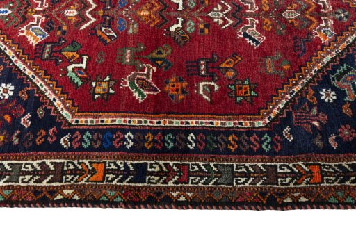 Close-up detail of 2000s Shiraz rug from Iran / Persia showing Wool weave
