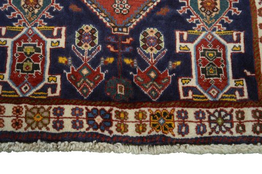 Full view of 2000s Shiraz rug from Iran / Persia, 200 × 84 cm in Red tones