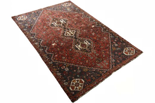 Close-up detail of 2000s Shiraz rug from Iran / Persia showing Wool weave
