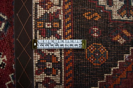 Close-up detail of 2000s Shiraz rug from Iran / Persia showing Wool weave