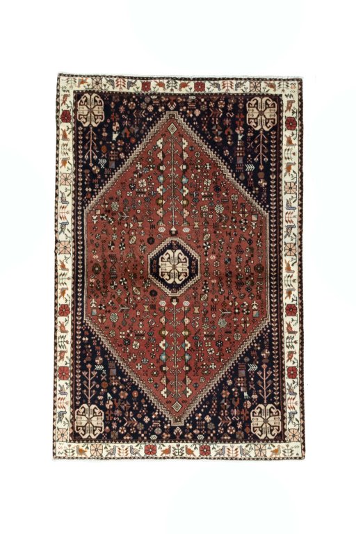 Full view of 2000s Shiraz rug from Iran / Persia, 170 × 110 cm in Red tones