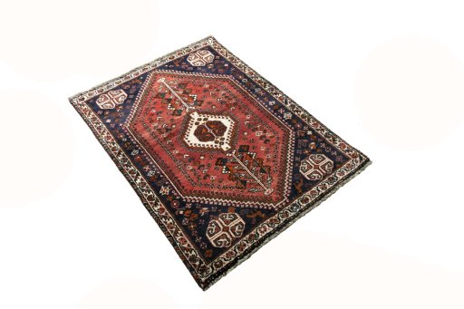 Close-up detail of 2000s Shiraz rug from Iran / Persia showing Wool weave
