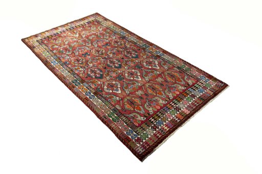 Close-up detail of 2000s Shiraz rug from Iran / Persia showing Wool weave