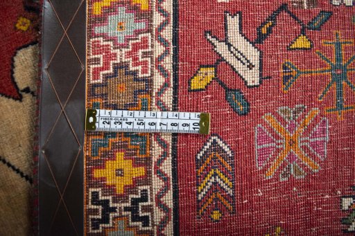 Close-up detail of 2000s Shiraz rug from Iran / Persia showing Wool weave