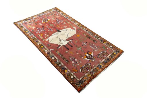 Close-up detail of 2000s Shiraz rug from Iran / Persia showing Wool weave