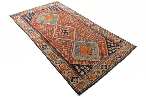 Close-up detail of 2000s Shiraz rug from Iran / Persia showing Wool weave