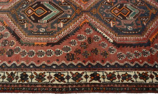 Close-up detail of 2000s Shiraz rug from Iran / Persia showing Wool weave