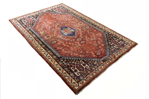 Close-up detail of 2000s Shiraz rug from Iran / Persia showing Wool weave